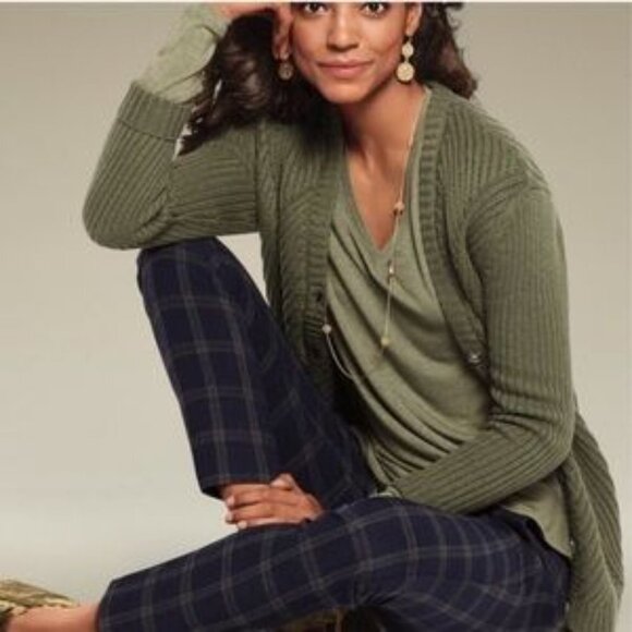 Cabi Aerial Cardigan #3536 XS Olive Green Ribbed Long Button Front - Picture 2 of 7